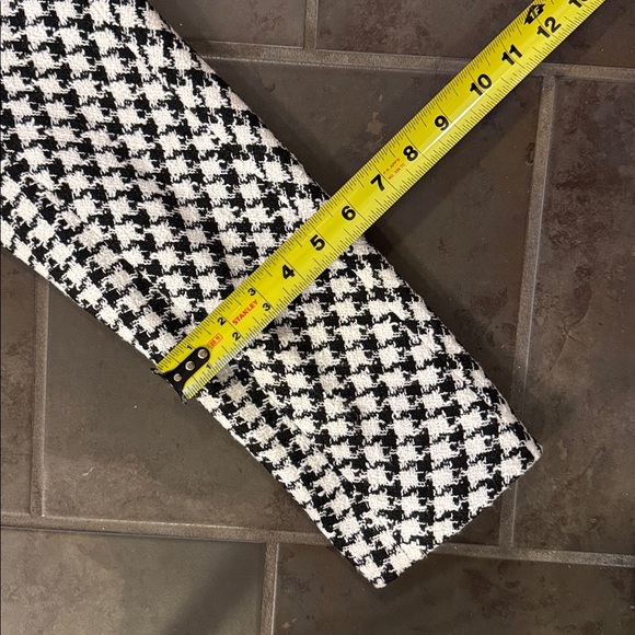 Kate Spade Women’s Houndstooth Tweed Coat Black White Crewneck Pea Coat Size XL - Picture 7 of 11